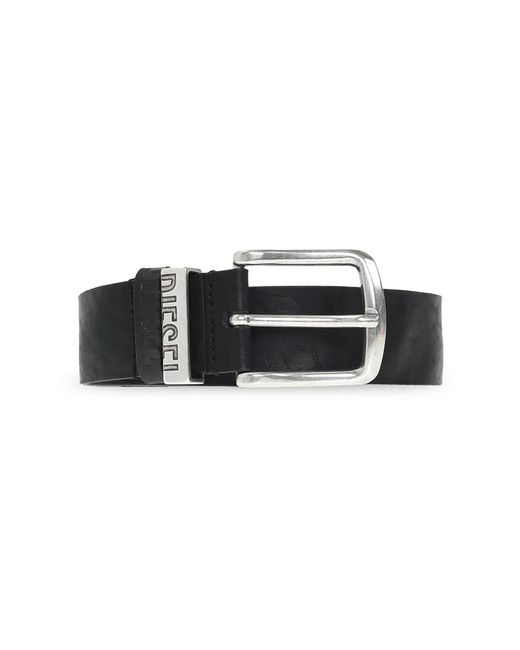 DIESEL Black B-Visible Leather Belt for men