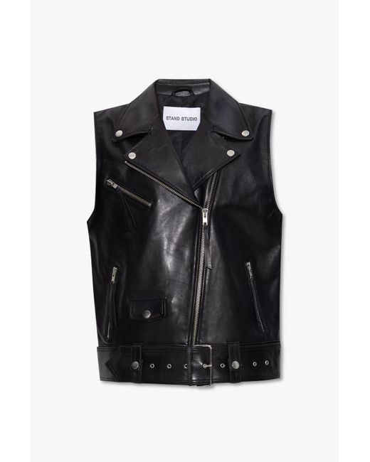 Stand Studio Leather Vest in Black | Lyst