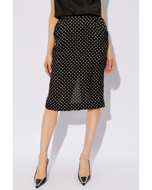 Saint Laurent Black Polka Dot Pattern Skirt