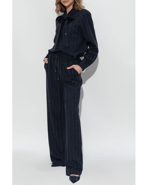 Self-Portrait Blue Shirt With Shimmering Sequins