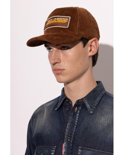 DSquared² Brown Corduroy Baseball Cap for men