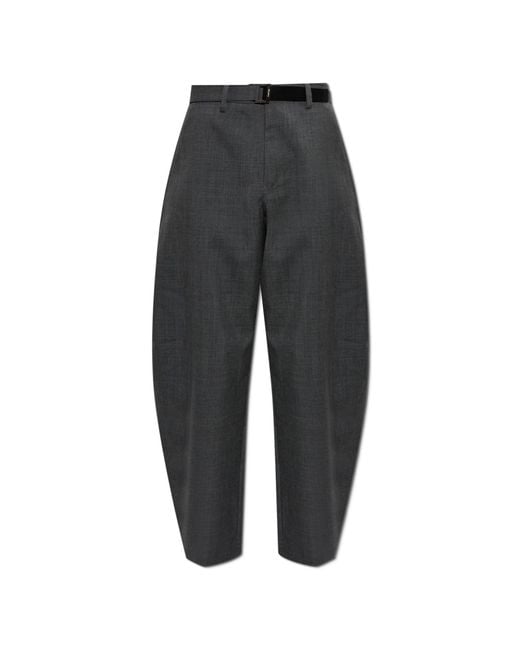 Sacai Black Wool Wide-Leg Trousers for men
