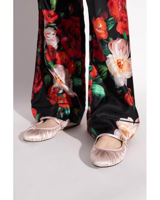 Dolce & Gabbana Natural Satin Ballet Flats