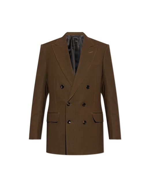 Tom Ford Brown Wool Blazer With Double Vent for men