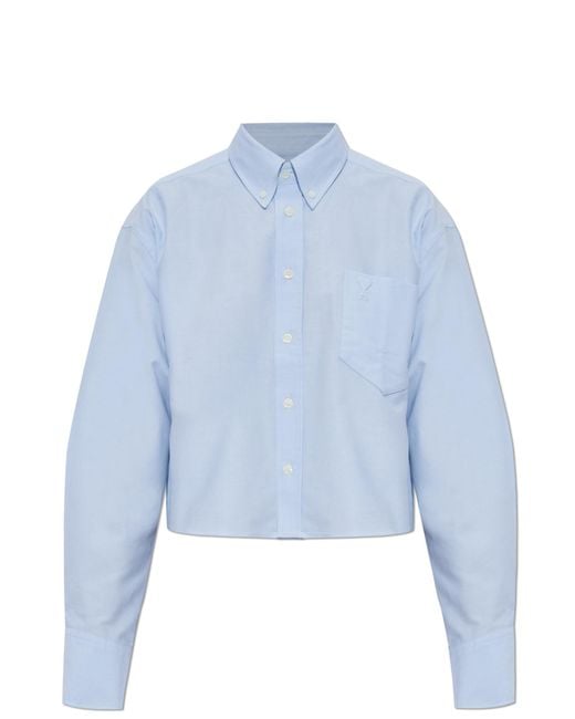 AMI Blue Oversize Shirt With Pocket