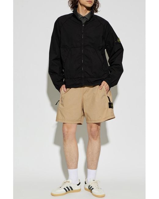 Stone Island Black Jacket With Logo Patch for men