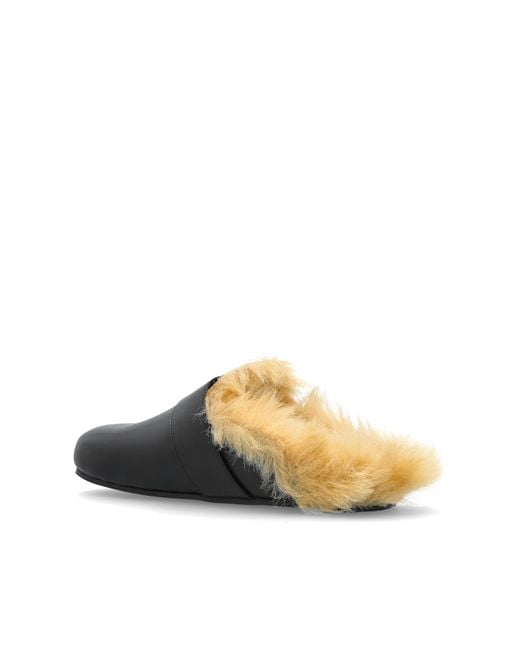 Balmain Black Leather Slides