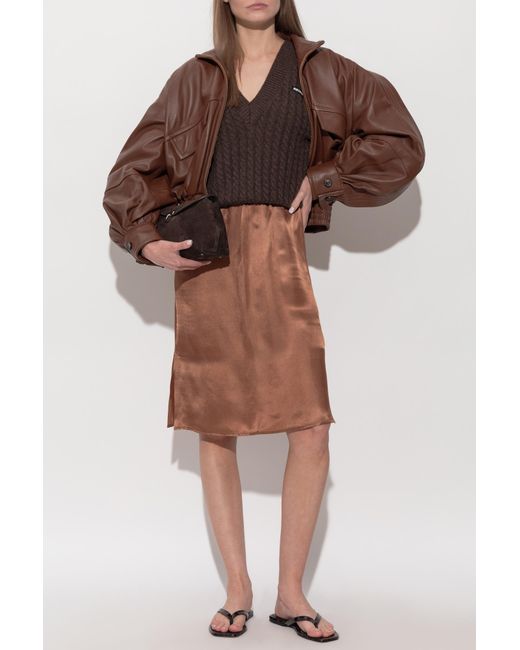 ROTATE BIRGER CHRISTENSEN Brown Wool Sweater With V-Neck