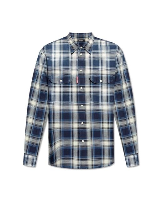 DSquared² Blue Checked Pattern Shirt for men