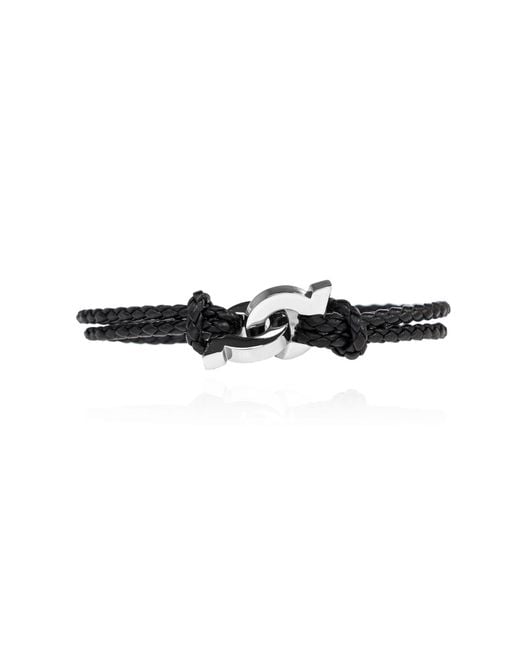 Ferragamo Black Leather Bracelet for men