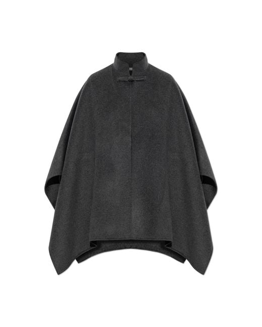 Rohe Black Wool Poncho With Turtleneck