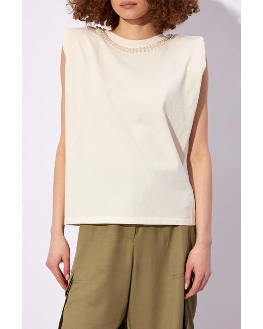 Golden Goose Deluxe Brand White Top With Pearl Neckline,