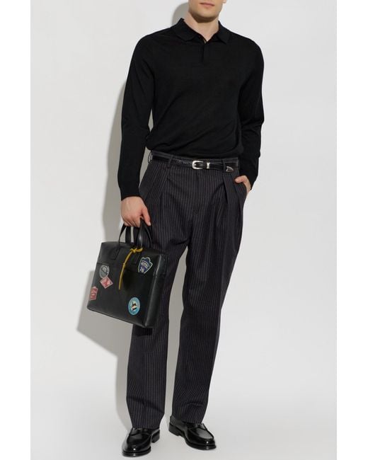 Paul Smith Black Wool Polo for men