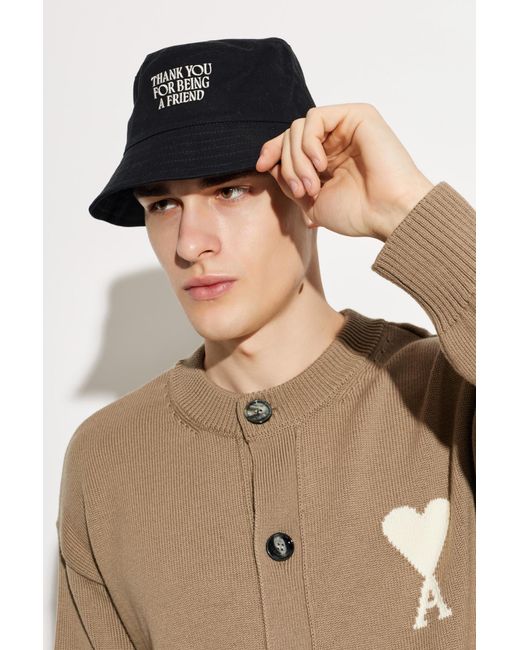 AMI Black Hat With Embroidered Lettering