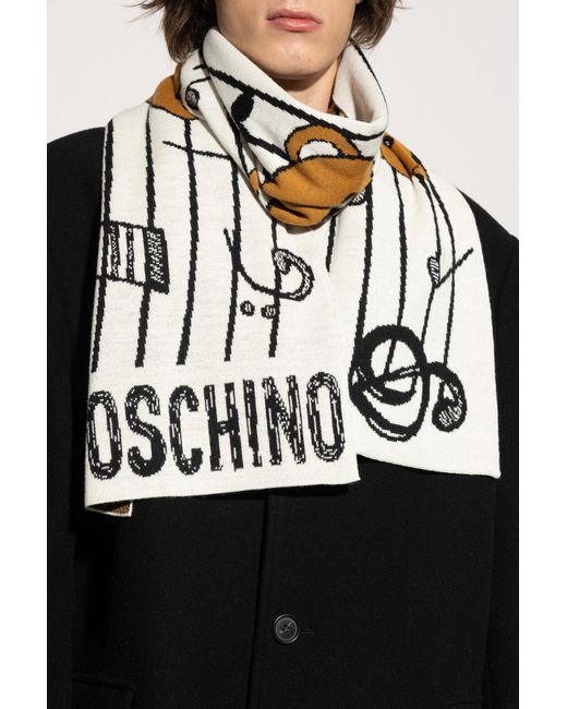 Moschino Natural Scarf With A Characteristic Teddy Bear Motif