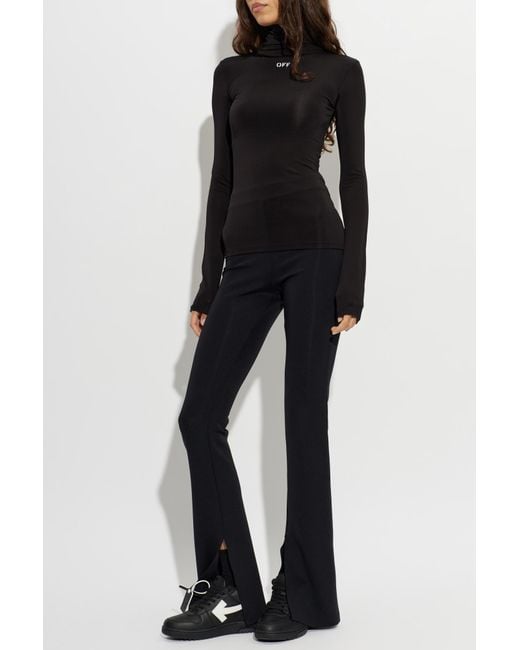 Off-White c/o Virgil Abloh Black Fitted Top With Stand-Up Collar