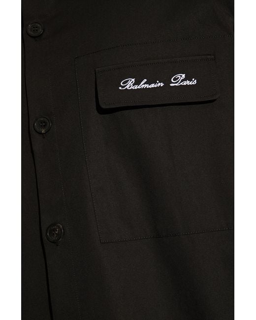 Balmain Black Cotton Shirt, for men