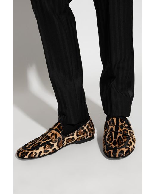 Dolce & Gabbana Brown Loafers With Animal Motif for men