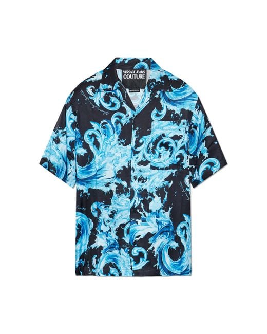 Versace Jeans Couture Blue Shirt With 'Barocco' Pattern for men