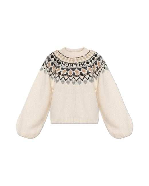 Munthe Natural Patterned Sweater 'Vaffie'