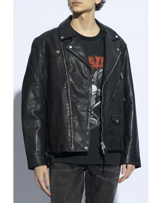 AllSaints Black 'warner' Leather Jacket, for men