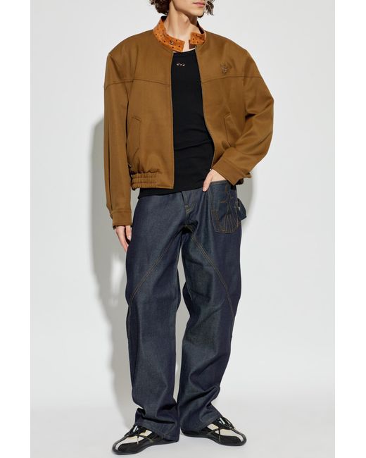 MCM Brown Wool Jacket With Logo for men