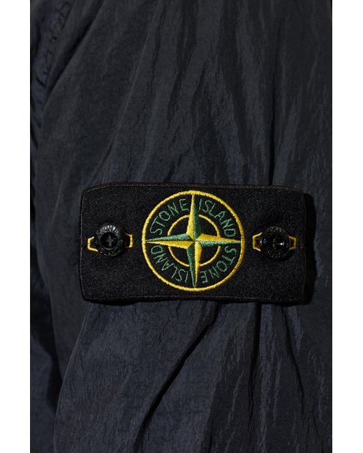 Stone Island Blue Jacket With Logo Patch for men