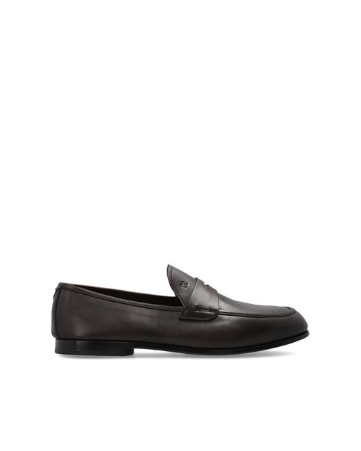Fabi Black Leather Loafers for men