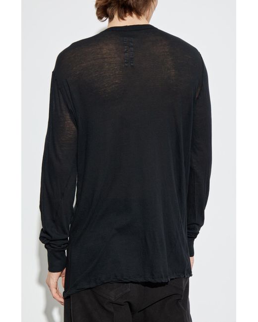 Rick Owens Black Leather Jacket With Pockets for men