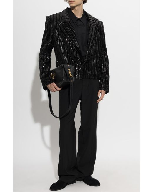 Balmain Blue Shirt With A Patch On The Cuff for men