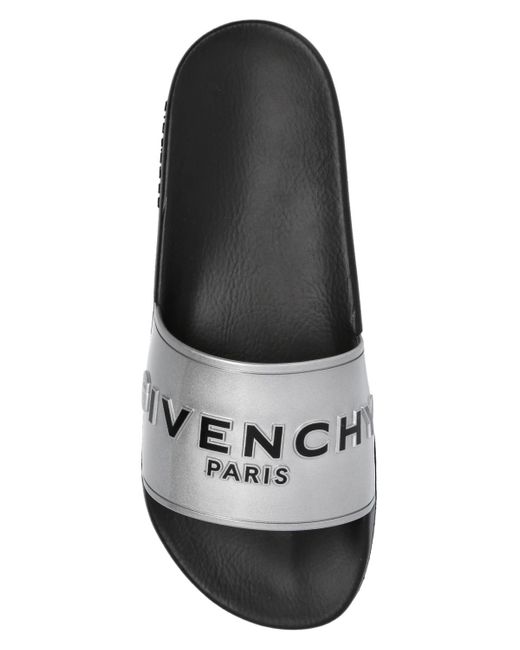 Givenchy Logo Slides in Metallic for Men | Lyst