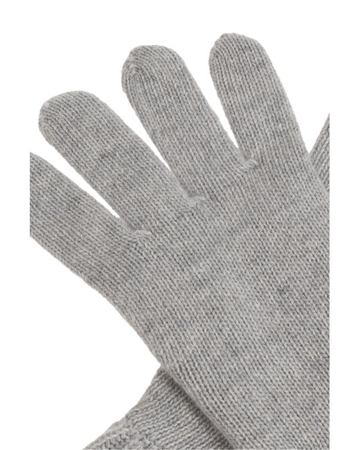 Moschino Gray Gloves With Logo Patch