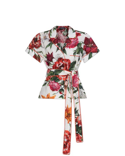Dolce & Gabbana Red Shirt With Floral Motif