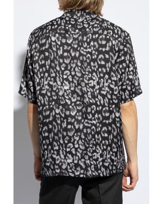 AllSaints Black Animal Motif Shirt 'Leopaz' for men