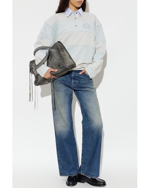Acne White Long Sleeve Polo