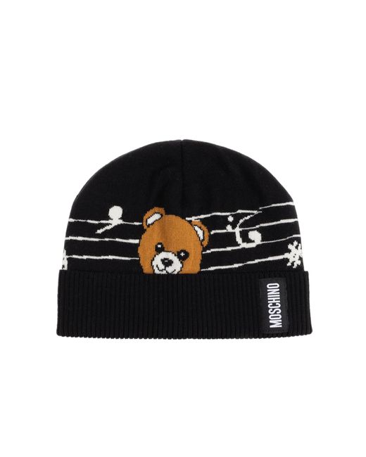 Moschino Black Cap With A Distinctive Bear Motif