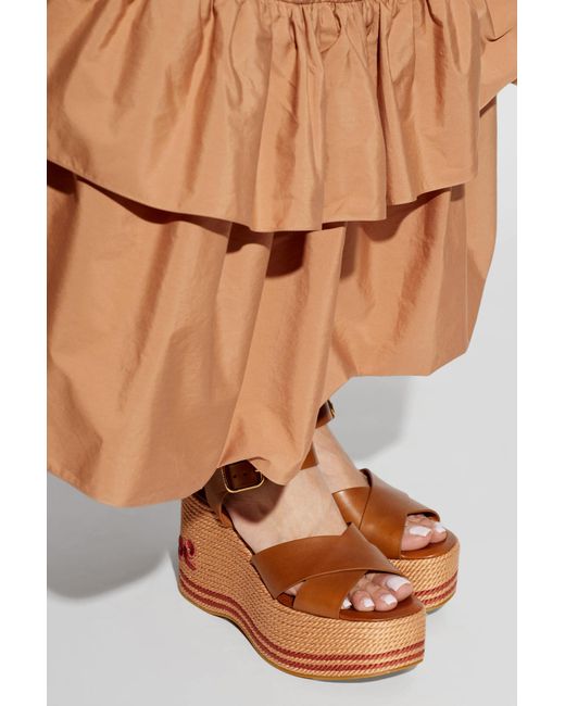 Chloé Brown Wedge Sandals 'Sand'