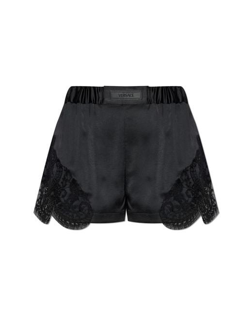 Versace Black Shorts With Lace Inserts