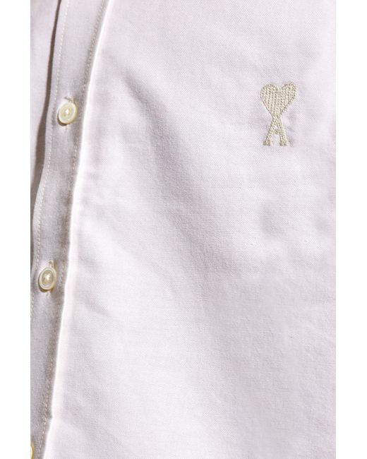 AMI White Cotton Shirt With Logo, for men