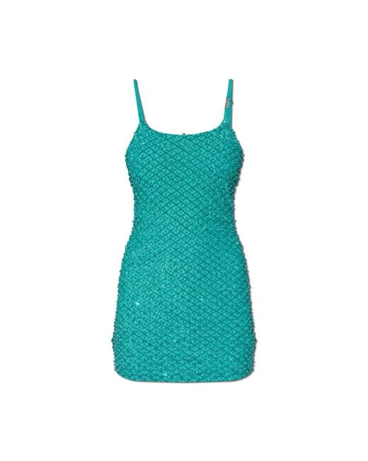 Versace Jeans Couture Blue Short Dress With Appliqués