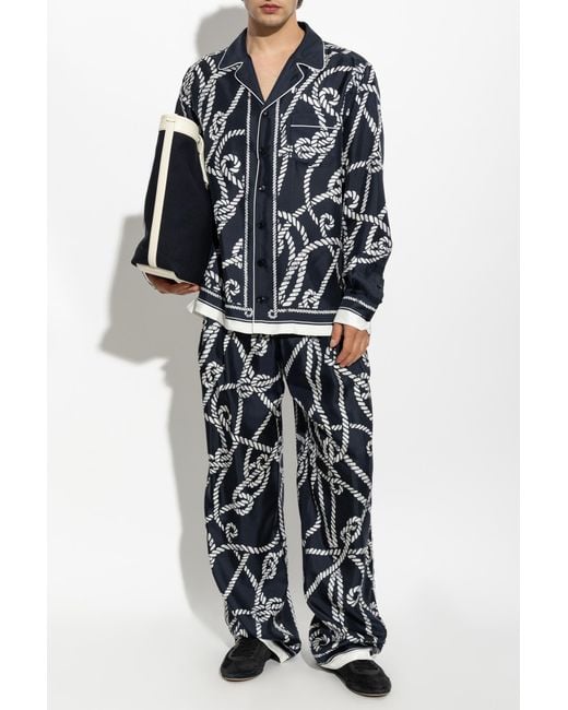 Dolce & Gabbana Black Silk Shirt With "Marina" Print for men