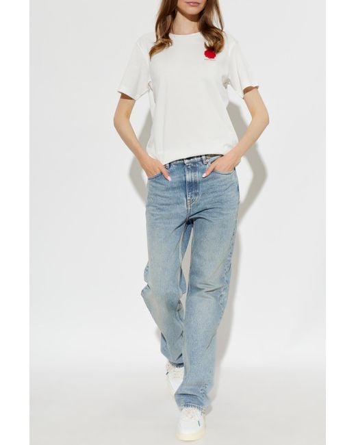 Emporio Armani White T-Shirt With An Appliqué