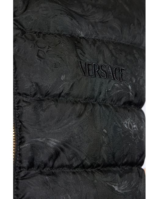 Versace Black Down Vest With A Stand-Up Collar for men