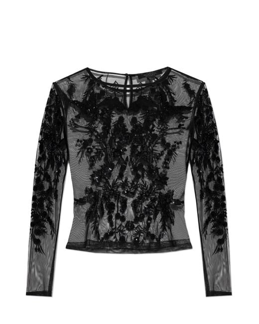 AllSaints Black Top Greta With Shimmering Sequins