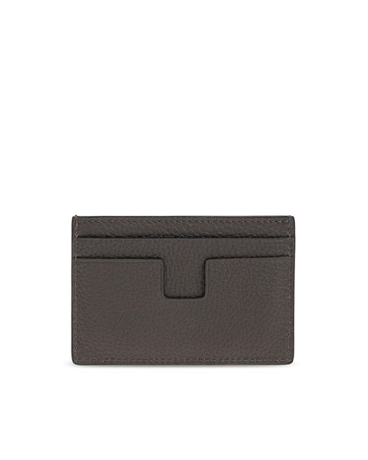 Tom Ford Gray Leather Card Holder for men