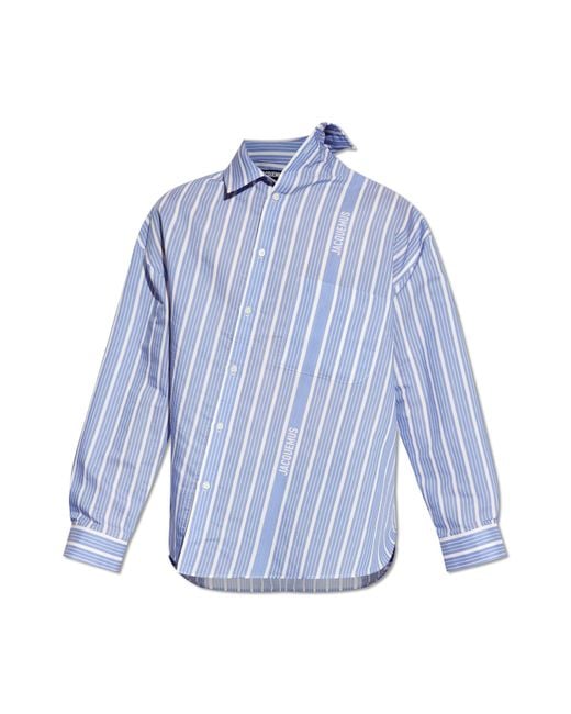 Jacquemus Blue 'Cuadro' Asymmetrical Shirt for men