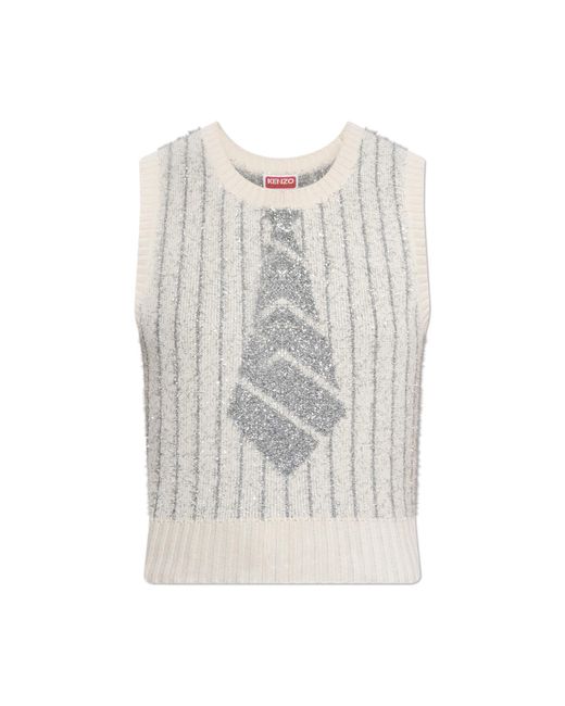 KENZO White Vest With Lurex Thread