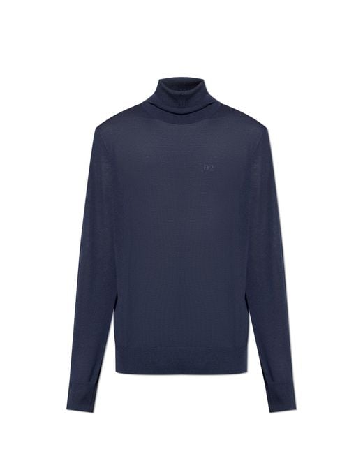 DSquared² Blue Wool Turtleneck for men