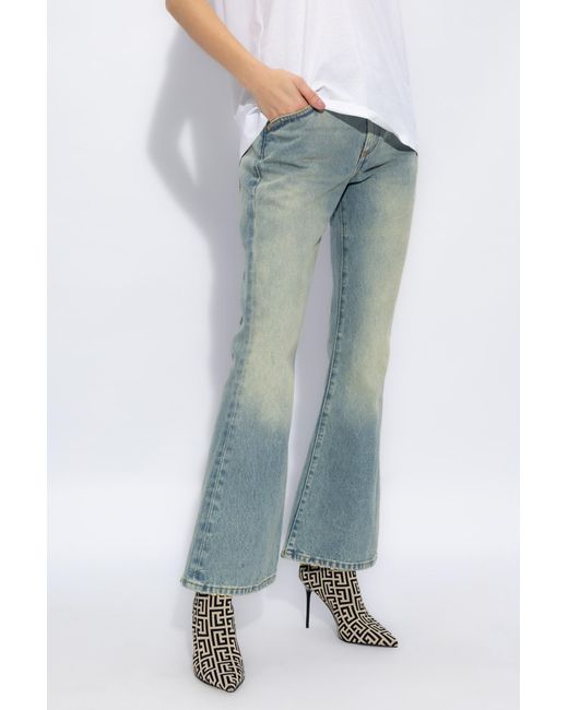 Balmain Blue Flared Jeans With Vintage Effect,