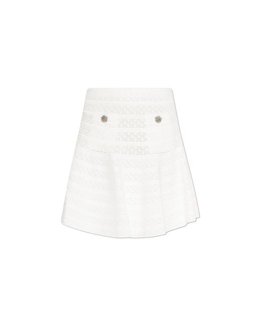 Self-Portrait White Short Skirt With Pockets